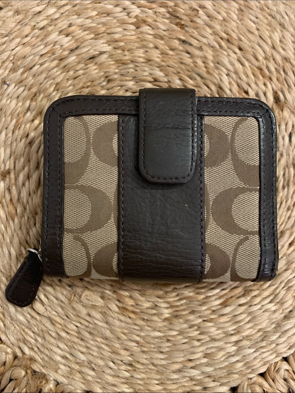 Coach Parker Brown Signature Canvas and Leather Zip Wallet - Picture 3 of 11